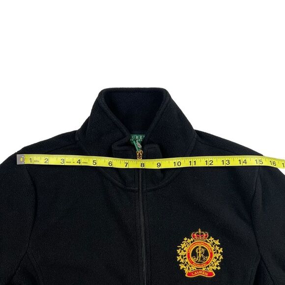 Lauren By Ralph Lauren Women's Black Crest Full Zip Fleece Jacket Size Medium - Picture 8 of 8